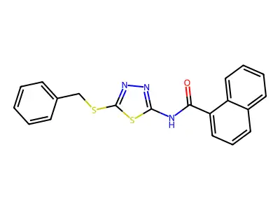 N-[5-(benzylsulfanyl)-1,3,4-thiadiazol-2-yl]naphthalene-1-carboxamide structure