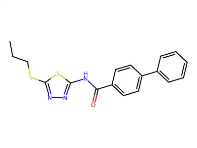 4-phenyl-N-(5-propylsulfanyl-1,3,4-thiadiazol-2-yl)benzamide structure