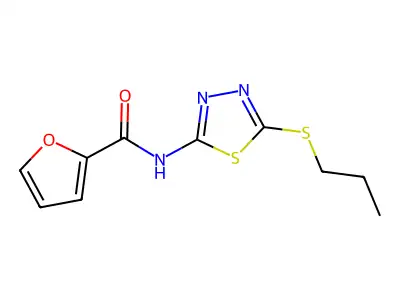 N-[5-(propylsulfanyl)-1,3,4-thiadiazol-2-yl]furan-2-carboxamide structure