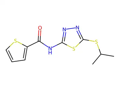 N-(5-(isopropylthio)-1,3,4-thiadiazol-2-yl)thiophene-2-carboxamide structure
