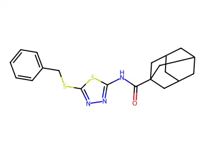 N-(5-benzylsulfanyl-1,3,4-thiadiazol-2-yl)adamantane-1-carboxamide structure