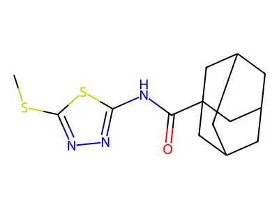 N-(5-methylsulfanyl-1,3,4-thiadiazol-2-yl)adamantane-1-carboxamide structure