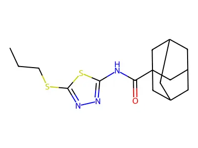 N-(5-propylsulfanyl-1,3,4-thiadiazol-2-yl)adamantane-1-carboxamide structure
