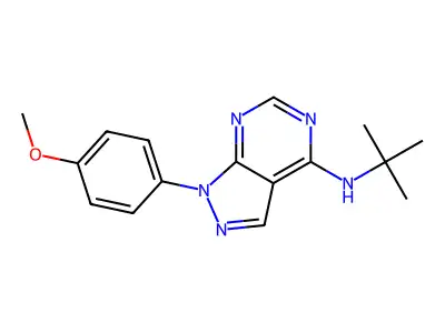 N-tert-butyl-1-(4-methoxyphenyl)pyrazolo[3,4-d]pyrimidin-4-amine structure