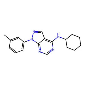 N-cyclohexyl-1-(3-methylphenyl)pyrazolo[3,4-d]pyrimidin-4-amine structure