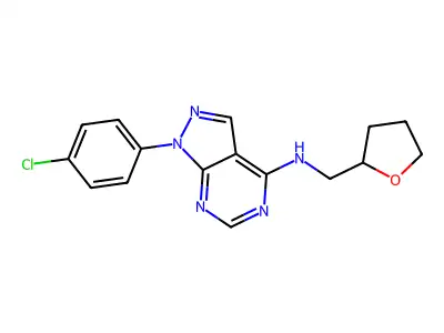 1-(4-chlorophenyl)-N-(oxolan-2-ylmethyl)pyrazolo[3,4-d]pyrimidin-4-amine structure