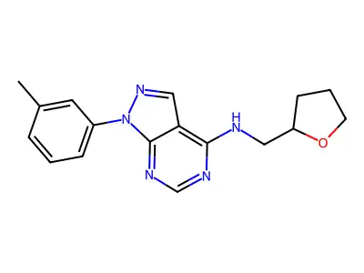 1-(3-methylphenyl)-N-(oxolan-2-ylmethyl)pyrazolo[3,4-d]pyrimidin-4-amine structure