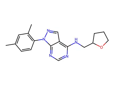 1-(2,4-dimethylphenyl)-N-(oxolan-2-ylmethyl)pyrazolo[3,4-d]pyrimidin-4-amine structure