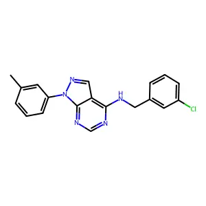 N-(3-chlorobenzyl)-1-(m-tolyl)-1H-pyrazolo[3,4-d]pyrimidin-4-amine structure