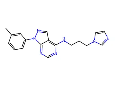 (3-Imidazolylpropyl)[1-(3-methylphenyl)pyrazolo[4,5-e]pyrimidin-4-yl]amine structure