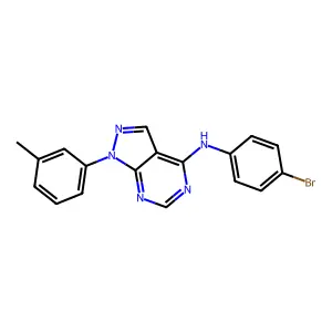 N-(4-bromophenyl)-1-(3-methylphenyl)-1H-pyrazolo[3,4-d]pyrimidin-4-amine structure