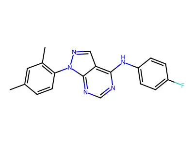 1-(2,4-dimethylphenyl)-N-(4-fluorophenyl)-1H-pyrazolo[3,4-d]pyrimidin-4-amine structure