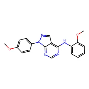N-(2-methoxyphenyl)-1-(4-methoxyphenyl)-1H-pyrazolo[3,4-d]pyrimidin-4-amine structure