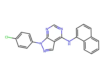 1-(4-chlorophenyl)-N-(naphthalen-1-yl)-1H-pyrazolo[3,4-d]pyrimidin-4-amine structure