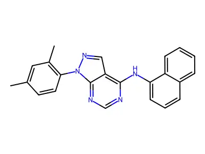 1-(2,4-dimethylphenyl)-N-(naphthalen-1-yl)-1H-pyrazolo[3,4-d]pyrimidin-4-amine structure