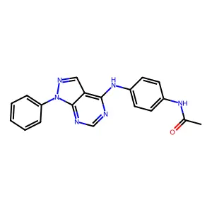 N-[4-[(1-phenylpyrazolo[3,4-d]pyrimidin-4-yl)amino]phenyl]acetamide structure