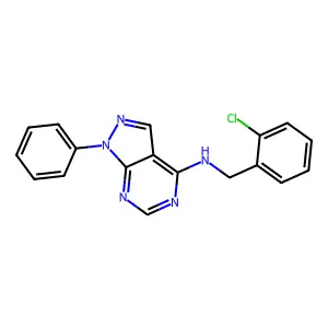 N-(2-chlorobenzyl)-1-phenyl-1H-pyrazolo[3,4-d]pyrimidin-4-amine structure