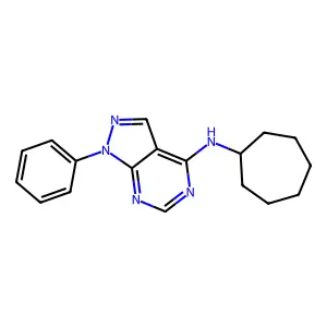 N-cycloheptyl-1-phenyl-1H-pyrazolo[3,4-d]pyrimidin-4-amine structure