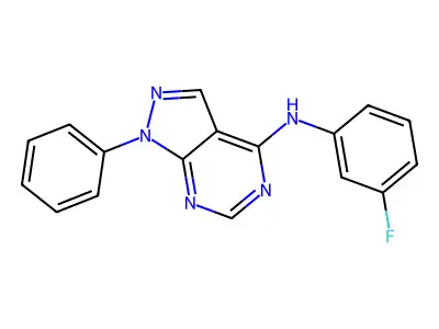 N-(3-fluorophenyl)-1-phenyl-1H-pyrazolo[3,4-d]pyrimidin-4-amine structure