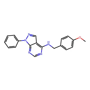 N-(4-methoxybenzyl)-1-phenyl-1H-pyrazolo[3,4-d]pyrimidin-4-amine structure