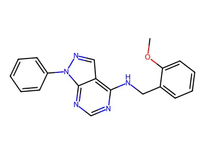 N-(2-methoxybenzyl)-1-phenyl-1H-pyrazolo[3,4-d]pyrimidin-4-amine structure