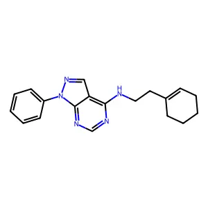 N-[2-(1-cyclohexenyl)ethyl]-1-phenyl-4-pyrazolo[3,4-d]pyrimidinamine structure