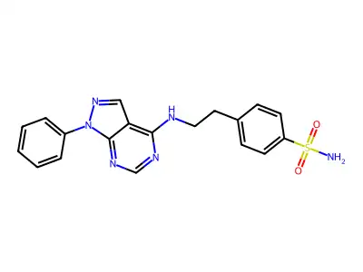 4-[2-[(1-Phenylpyrazolo[3,4-d]pyrimidin-4-yl)amino]ethyl]benzenesulfonamide structure