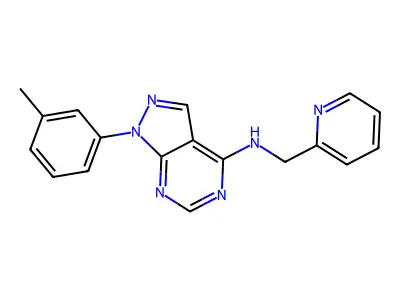 1-(3-methylphenyl)-N-(2-pyridinylmethyl)-4-pyrazolo[3,4-d]pyrimidinamine structure