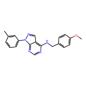 N-[(4-methoxyphenyl)methyl]-1-(3-methylphenyl)pyrazolo[3,4-d]pyrimidin-4-amine structure