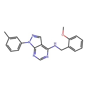 [(2-Methoxyphenyl)methyl][1-(3-methylphenyl)pyrazolo[4,5-e]pyrimidin-4-yl]amin e structure