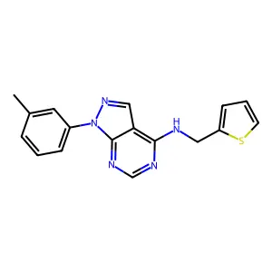 1-(3-methylphenyl)-N-(thiophen-2-ylmethyl)pyrazolo[3,4-d]pyrimidin-4-amine structure