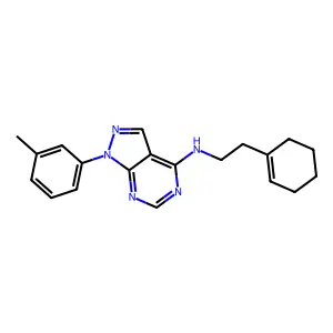 N-[2-(cyclohexen-1-yl)ethyl]-1-(3-methylphenyl)pyrazolo[3,4-d]pyrimidin-4-amine structure
