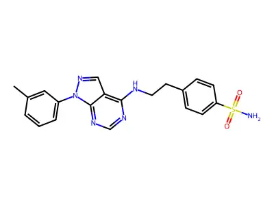 4-(2-((1-(m-tolyl)-1H-pyrazolo[3,4-d]pyrimidin-4-yl)amino)ethyl)benzenesulfonamide structure