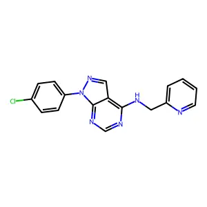 1-(4-chlorophenyl)-N-(pyridin-2-ylmethyl)-1H-pyrazolo[3,4-d]pyrimidin-4-amine structure