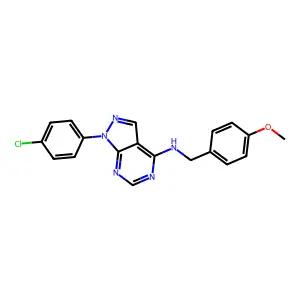 1-(4-chlorophenyl)-N-[(4-methoxyphenyl)methyl]pyrazolo[3,4-d]pyrimidin-4-amine structure