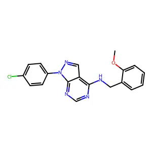 1-(4-chlorophenyl)-N-(2-methoxybenzyl)-1H-pyrazolo[3,4-d]pyrimidin-4-amine structure