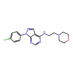 1-(4-chlorophenyl)-N-(2-morpholin-4-ylethyl)pyrazolo[3,4-d]pyrimidin-4-amine structure