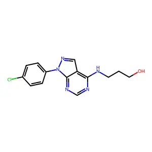 3-((1-(4-Chlorophenyl)-1H-pyrazolo[3,4-d]pyrimidin-4-yl)amino)propan-1-ol structure