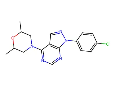 4-[1-(4-Chlorophenyl)-4-pyrazolo[3,4-d]pyrimidinyl]-2,6-dimethylmorpholine structure