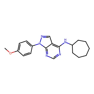 N-cycloheptyl-1-(4-methoxyphenyl)pyrazolo[3,4-d]pyrimidin-4-amine structure