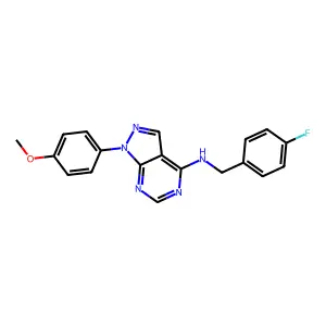 N-[(4-fluorophenyl)methyl]-1-(4-methoxyphenyl)pyrazolo[3,4-d]pyrimidin-4-amine structure