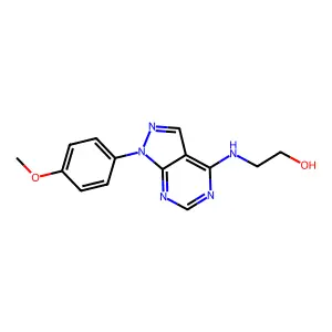 2-{[1-(4-methoxyphenyl)-1H-pyrazolo[3,4-d]pyrimidin-4-yl]amino}ethanol structure