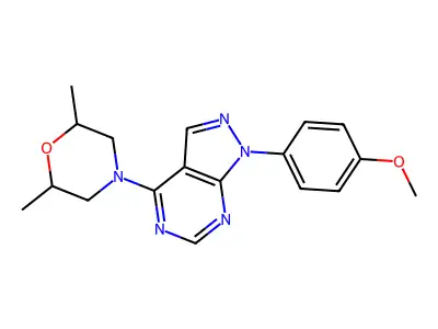 4-(2,6-dimethylmorpholin-4-yl)-1-(4-methoxyphenyl)-1H-pyrazolo[3,4-d]pyrimidine structure