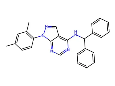 1-(2,4-dimethylphenyl)-N-(diphenylmethyl)-1H-pyrazolo[3,4-d]pyrimidin-4-amine structure