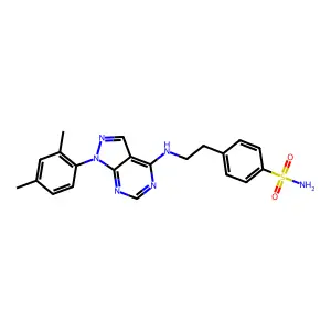 4-[2-[[1-(2,4-dimethylphenyl)pyrazolo[3,4-d]pyrimidin-4-yl]amino]ethyl]benzenesulfonamide structure