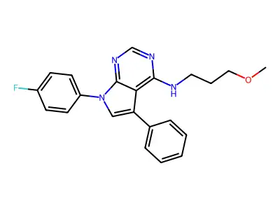 7-(4-fluorophenyl)-N-(3-methoxypropyl)-5-phenyl-7H-pyrrolo[2,3-d]pyrimidin-4-amine structure