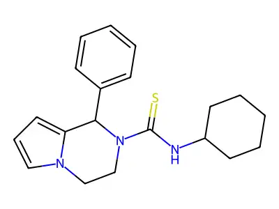 N-cyclohexyl-1-phenyl-3,4-dihydropyrrolo[1,2-a]pyrazine-2(1H)-carbothioamide structure