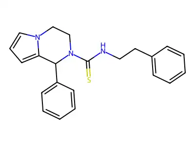 N-phenethyl-1-phenyl-3,4-dihydropyrrolo[1,2-a]pyrazine-2(1H)-carbothioamide structure