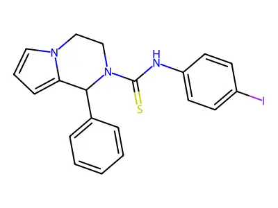 N-(4-iodophenyl)-1-phenyl-3,4-dihydropyrrolo[1,2-a]pyrazine-2(1H)-carbothioamide structure