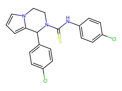 N,1-bis(4-chlorophenyl)-3,4-dihydropyrrolo[1,2-a]pyrazine-2(1H)-carbothioamide structure